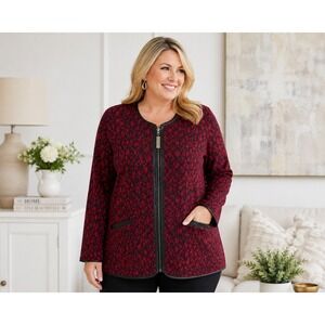 Bob Mackie Wearable Art Fleece Jacket Women Plus Size 1X Zip‎ Animal Print Cozy